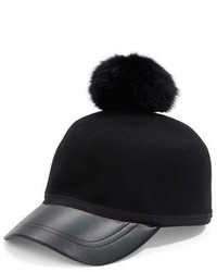 Collection 18 Rabbit Fur Pompom Wool Baseball Hat