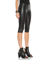 Alexander McQueen Cropped Leather Trouser In Black