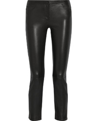 The Row Landly Cropped Stretch Leather Straight Leg Pants