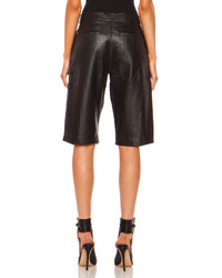 Nicholas Tailored Leather Knee Length Leather Short In Black