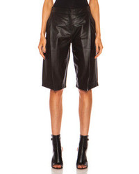 Nicholas Tailored Leather Knee Length Leather Short In Black