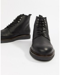 H By Hudson Battle Lace Up Boots In Black Leather