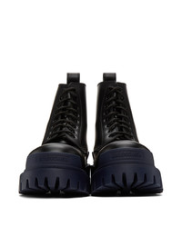 Balenciaga Black And Navy Strike Boots