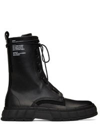 Viron Black Apple Leather 1992 Zip Boots
