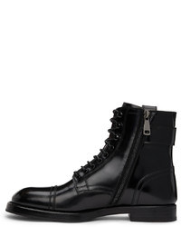 Dolce & Gabbana Black Branded Plate Boots