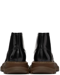 Alexander McQueen Black Brown Tread Lace Up Boots