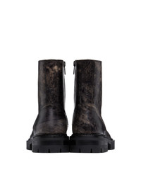 Ann Demeulemeester Black Distressed Tucson Lace Up Boots