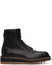 Dries Van Noten Black Ed Leather Lace Up Boots