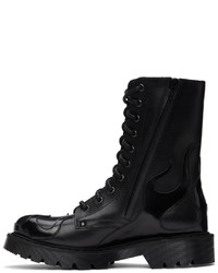 Vetements Black Flame Lace Up Military Boots