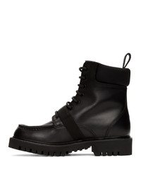 Valentino Black Garavani Leather Vltn Combat Boots