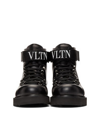 Valentino Black Garavani Vltn Lace Up Boots