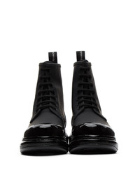 Alexander McQueen Black Hybrid Lace Up Boots