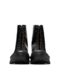 Jil Sander Black Lace Up Boots