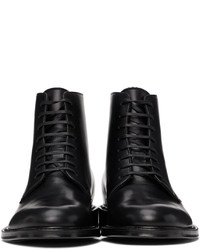 Saint Laurent Black Leather Army Laced Boots