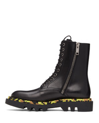 Givenchy Black Leather Camo Combat Lace Up Boots