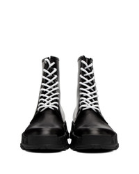 Versace Black Leather Combat Boots