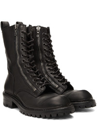 Julius Black Leather Combat Boots