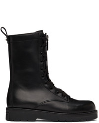 Valentino Garavani Black Leather Combat Boots