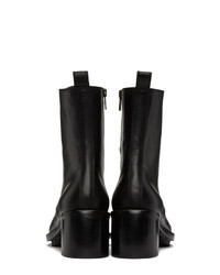 Ann Demeulemeester Black Leather Heel Lace Up Boots