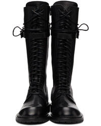 Ann Demeulemeester Black Leather Knee High Boots