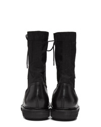 Isabel Benenato Black Leather Lace Up Boots