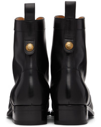 Gucci Black Leather Lace Up Boots