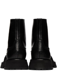 Alexander McQueen Black Leather Lace Up Boots