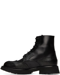 Alexander McQueen Black Leather Lace Up Boots