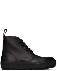 Dries Van Noten Black Leather Lace Up Boots