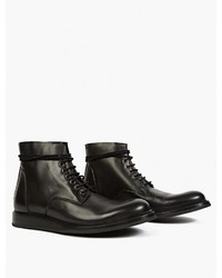 Rick Owens Black Leather Lace Up Boots
