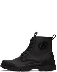 VERSACE JEANS COUTURE Black Leather Logo Ankle Boots