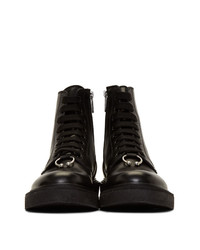 Neil Barrett Black Leather Pierced Punk Boots