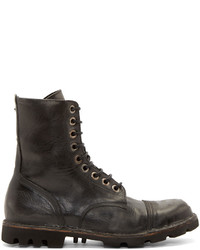Diesel Black Leather Steel Boots