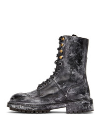 Dolce and Gabbana Black Leather Vintage Look Boots