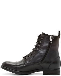 Diesel Black Leather Zd Kallien Boots