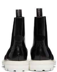 Alexander McQueen Black Off White Shiny Liquid Spazzol Boots