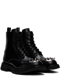Alexander McQueen Black Punk Stud Lace Up Boots