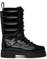 System Black Quilted Boots