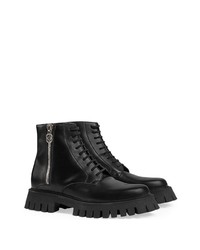 Gucci Chunky Zip Up Leather Boots