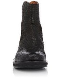 Elia Maurizi Crepe Detail Cap Toe Boots Black