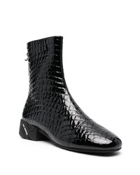 Raf Simons Croc Embossed Leather Ankle Boots