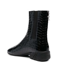 Raf Simons Croc Embossed Leather Ankle Boots