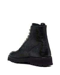 Kenzo Embossed Logo Leather Lace Up Boots
