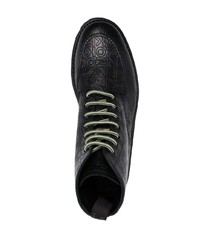 Kenzo Embossed Logo Leather Lace Up Boots