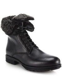 Aquatalia Hayden Shearling Lined Leather Lace Up Boots
