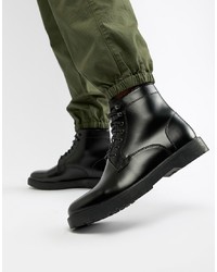 Zign Lace Up Boots In Black High Shine