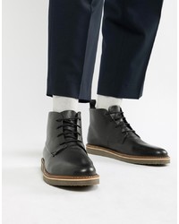Dune Lace Up Boots With Pebble In Black