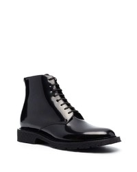 Saint Laurent Lace Up Leather Ankle Boots