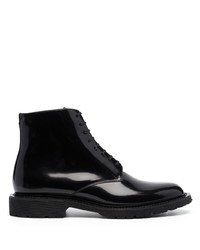Saint Laurent Lace Up Leather Ankle Boots