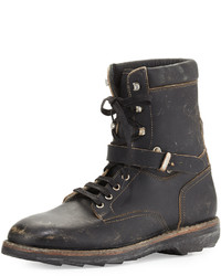 Maison Margiela Lace Up Leather Army Boot Black